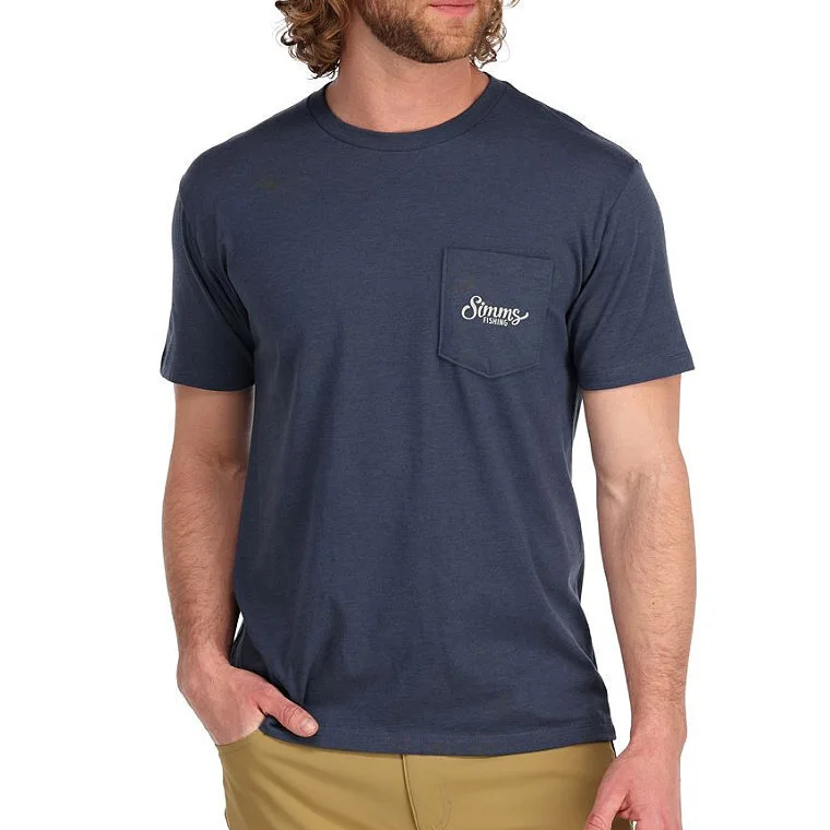 SIMMS Two Tone Pocket Tee Navy Heather XL